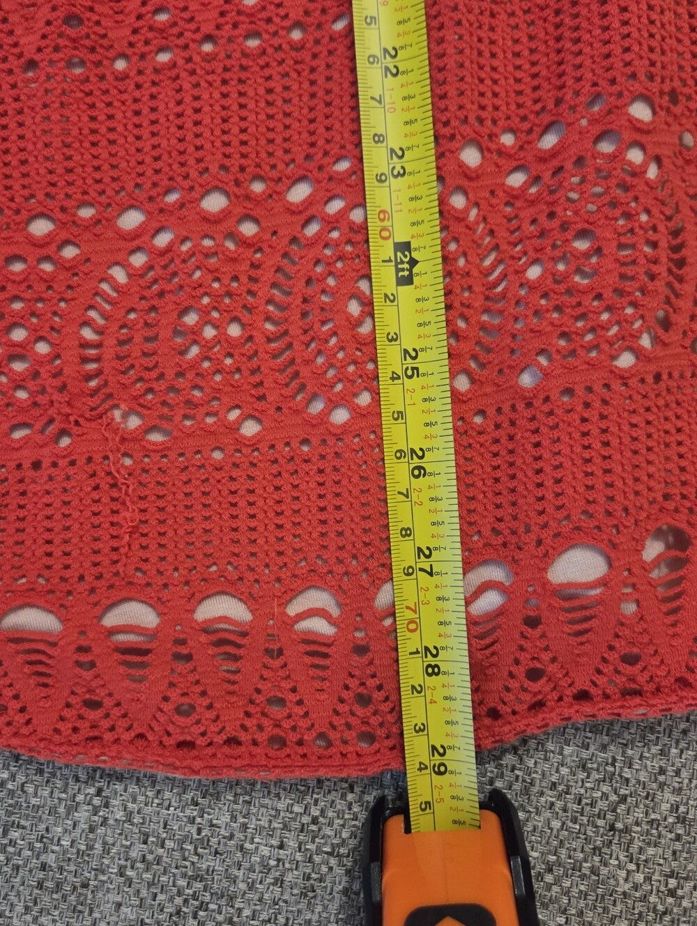 Free People Oceanside Strapless Ruched Dress Sz Med Crochet Lace Red Orange - Picture 12 of 12